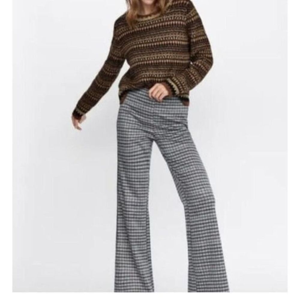 Zara Black and White Wide Leg Pants